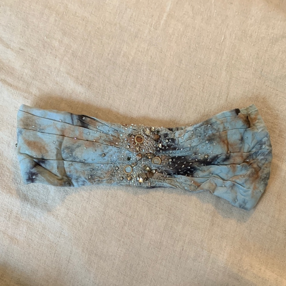 Deepa Tie Dye Embellished Blue Headband